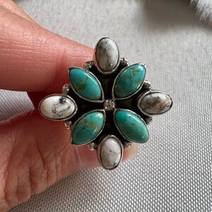 Kingman Turquoise and White Buffalo Ring